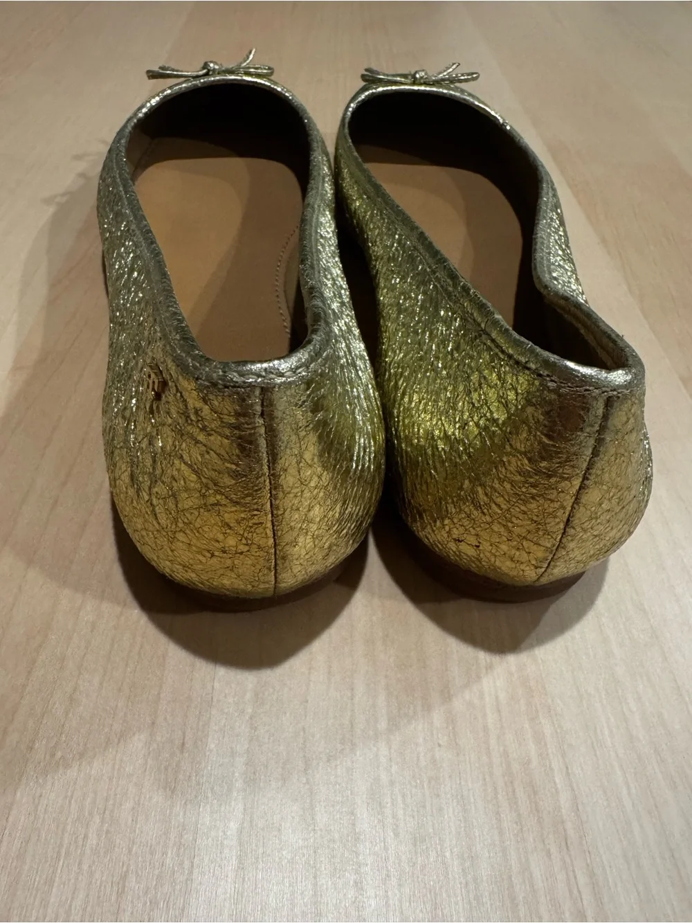 Tory Burch Metallic Gold Ballet Flats with Bow